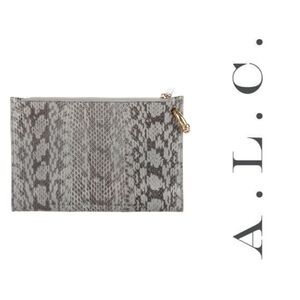 A.L.C. Embossed Snakeprint Grey Leather Clutch
